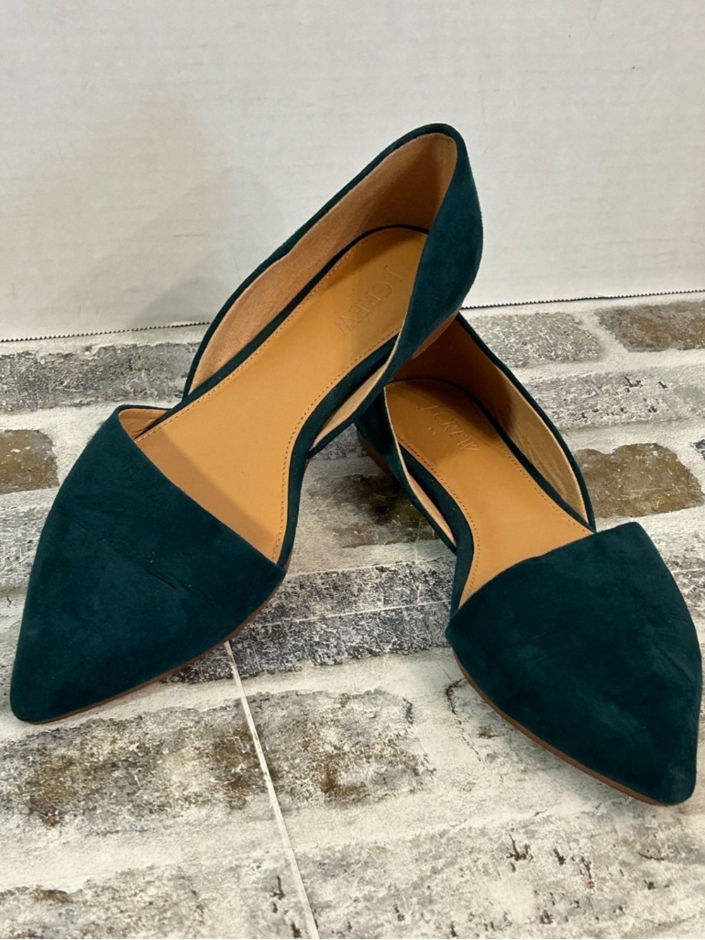J Crew Women’s Pointed-Toe D’Orsay Flats in Deep Teal